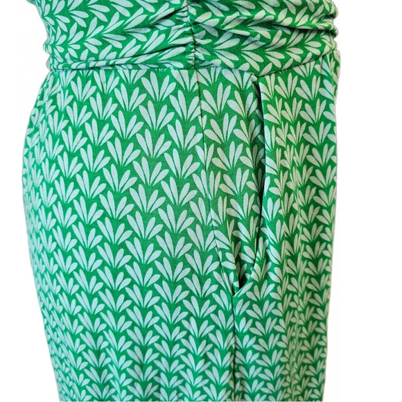 Boden Green A-Line Midi Stretch Dress Short Sleeve Crew Neck With Pockets - Picture 4 of 16